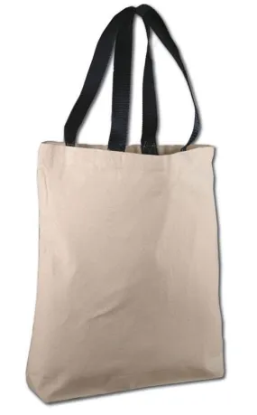 12 ct 100% Cotton Canvas Tote Bags with Color Handles - By Dozen