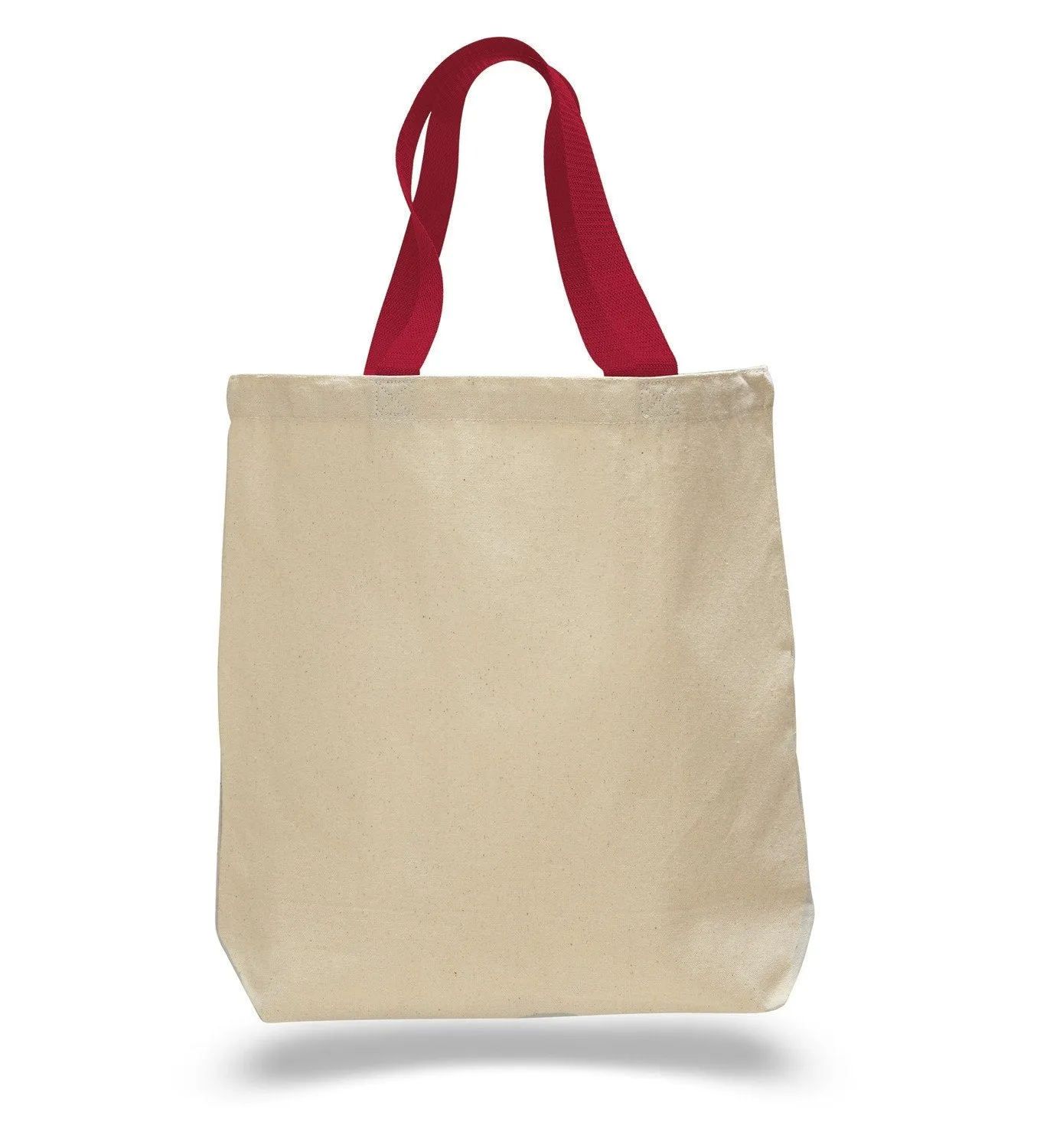 12 ct 100% Cotton Canvas Tote Bags with Color Handles - By Dozen