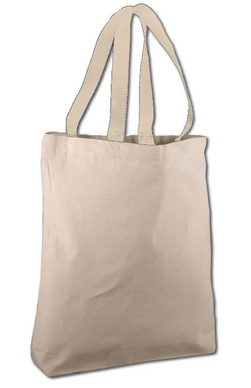 12 ct 100% Cotton Canvas Tote Bags with Color Handles - By Dozen