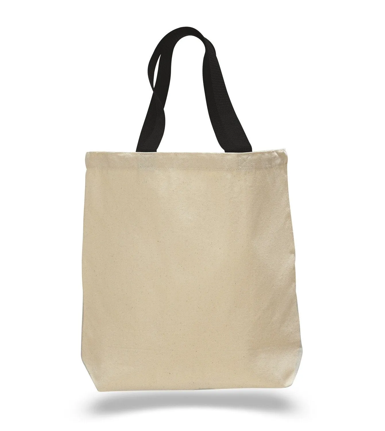 12 ct 100% Cotton Canvas Tote Bags with Color Handles - By Dozen