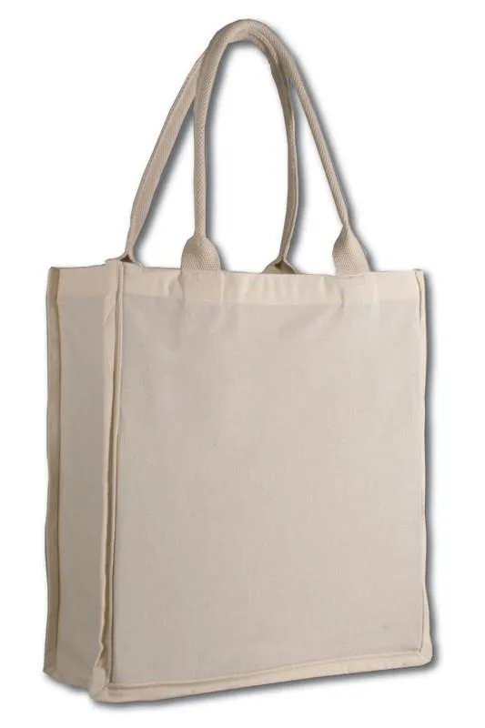 12 ct Fancy 100% Cotton  Shopper Tote Bags Wholesale - By Dozen