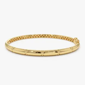 14K 4MM Dome X Cut Design Gold Bangle