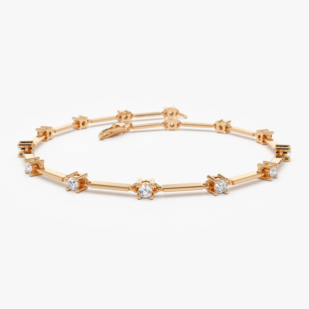 14k Bar and Diamond Infinity Bracelet 0.85 ctw