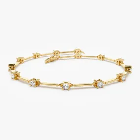 14k Bar and Diamond Infinity Bracelet 0.85 ctw