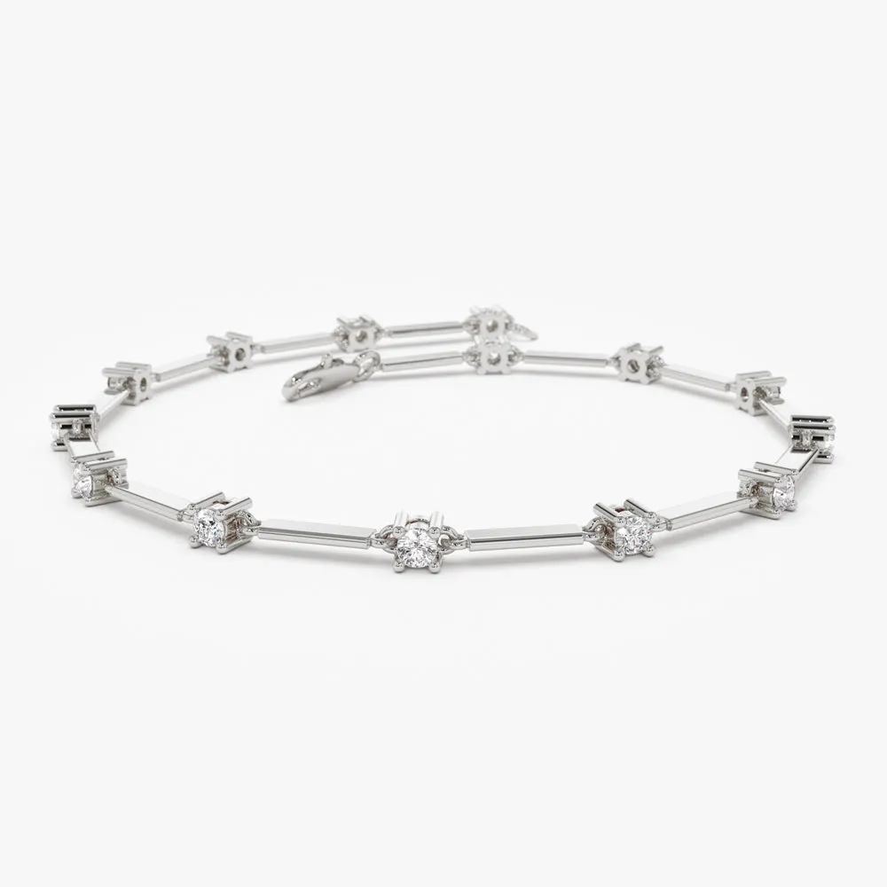 14k Bar and Diamond Infinity Bracelet 0.85 ctw