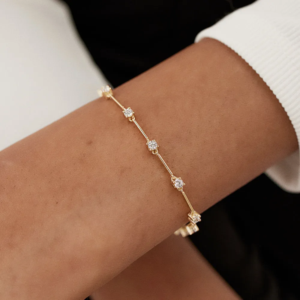 14k Bar and Diamond Infinity Bracelet 0.85 ctw