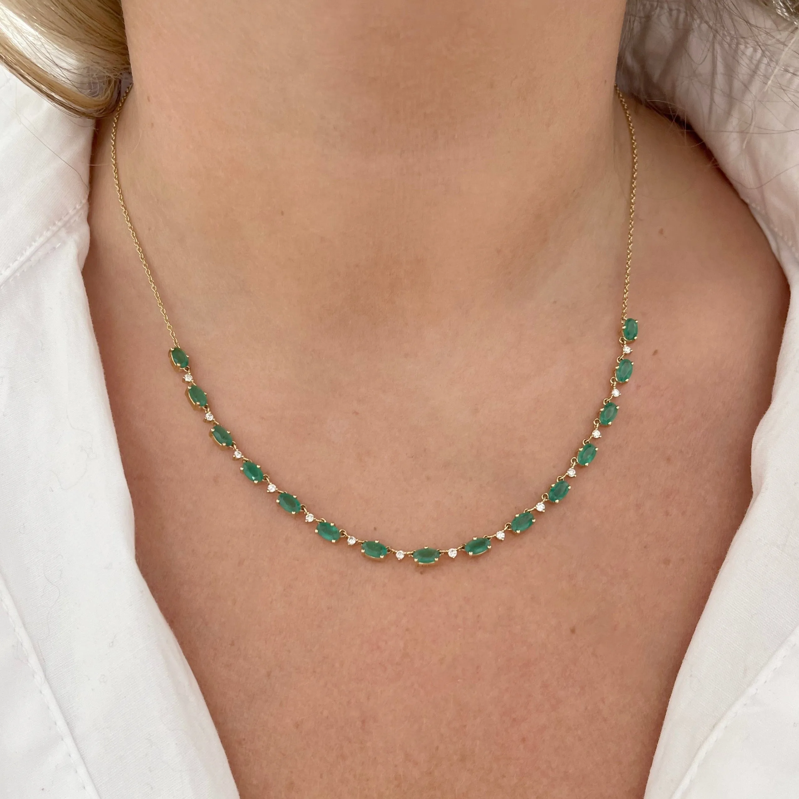 14K GOLD DIAMOND EMERALD LOLA NECKLACE