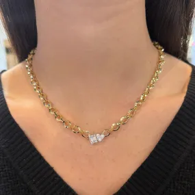 14K GOLD DIAMOND GALIA ROLO NECKLACE