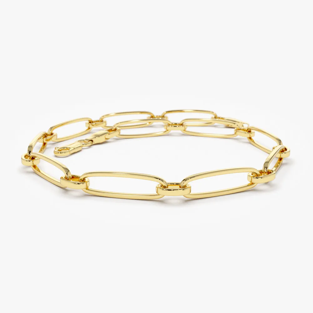 14k Gold Oval Link Chain Bracelet