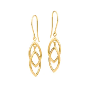 14K Yellow Gold Shiny Drop Tear Drop Earrings