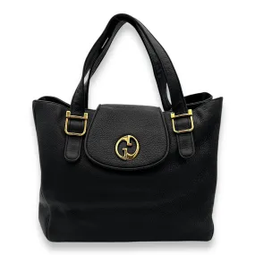 1973 Pebbled  Tote Bag Black in Calfskin, Gold