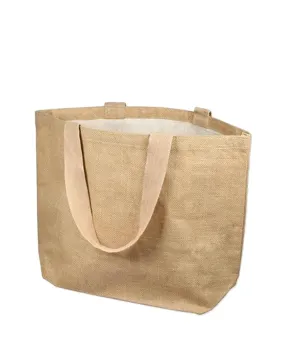 6 ct Daily Use Deluxe Jute Burlap Tote Bags with Cotton Interior - By Bundle