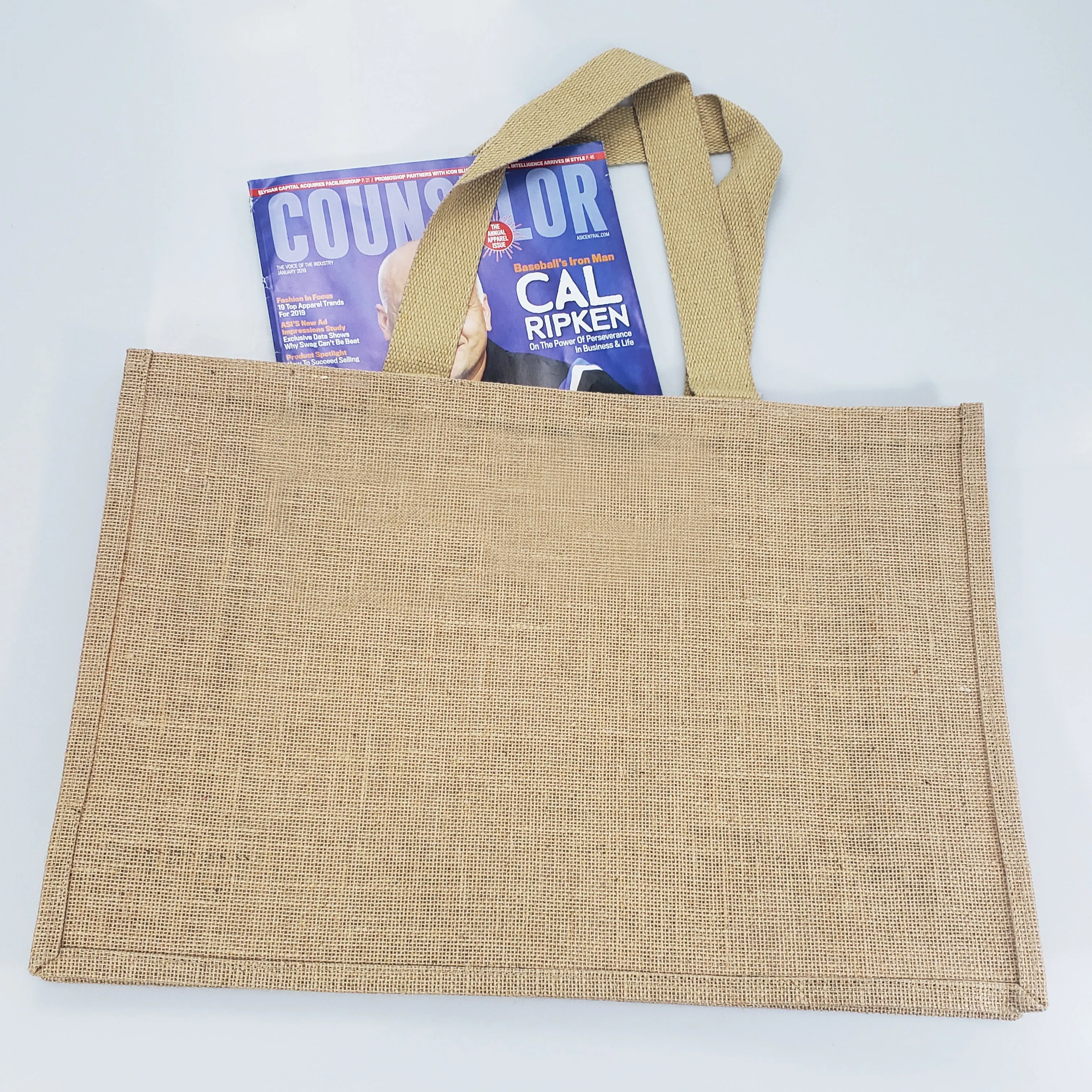 6 ct Extra Large Jute - Burlap Shopping Tote Bags - TJ879 - By Bundle