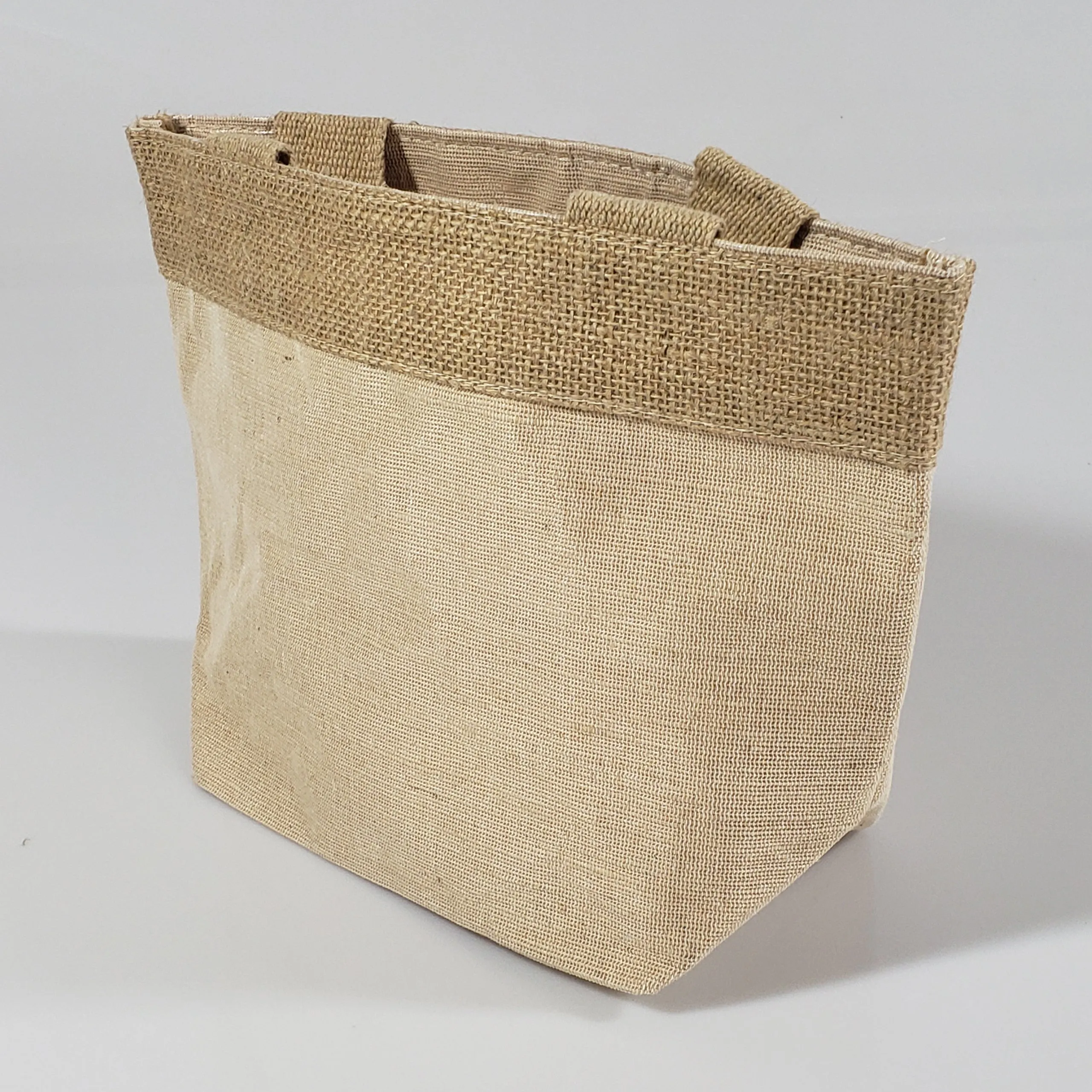 6 ct Small Fancy Burlap Bags - JuCo Tote Bags  (Jute & Cotton Blend) - TJ893 - By Bundle