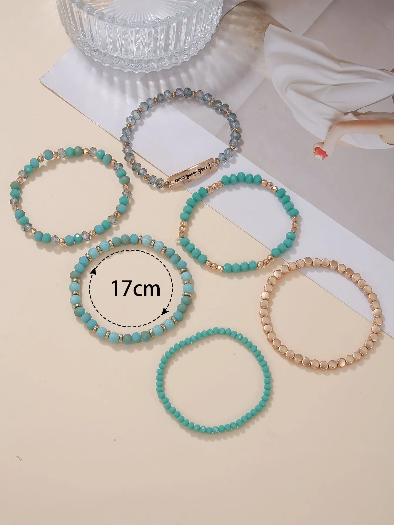 6pcs/set Two Tone Beaded Bracelet Fashion Jewelry Accessories for Women Jewelry