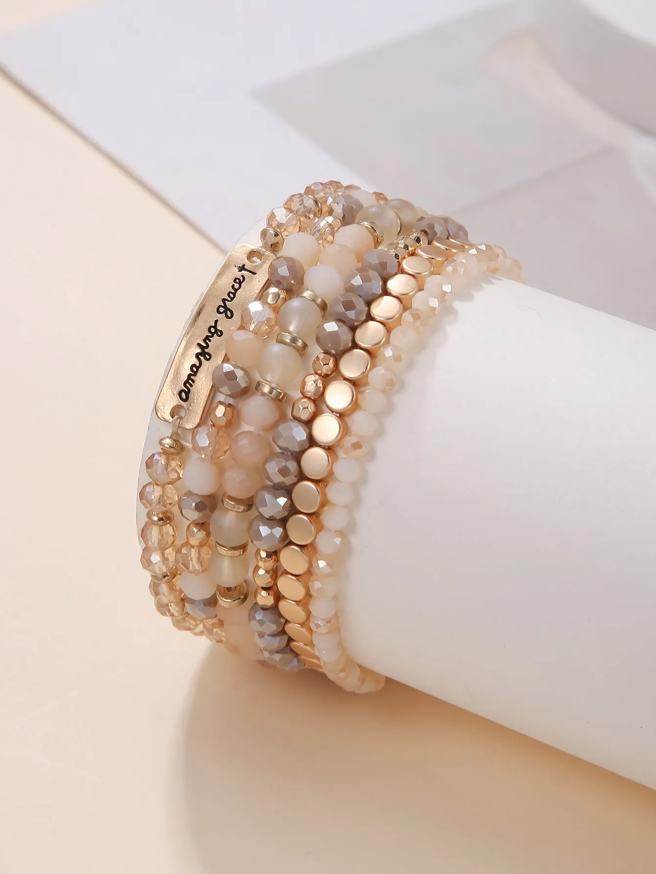 6pcs/set Two Tone Beaded Bracelet Fashion Jewelry Accessories for Women Jewelry