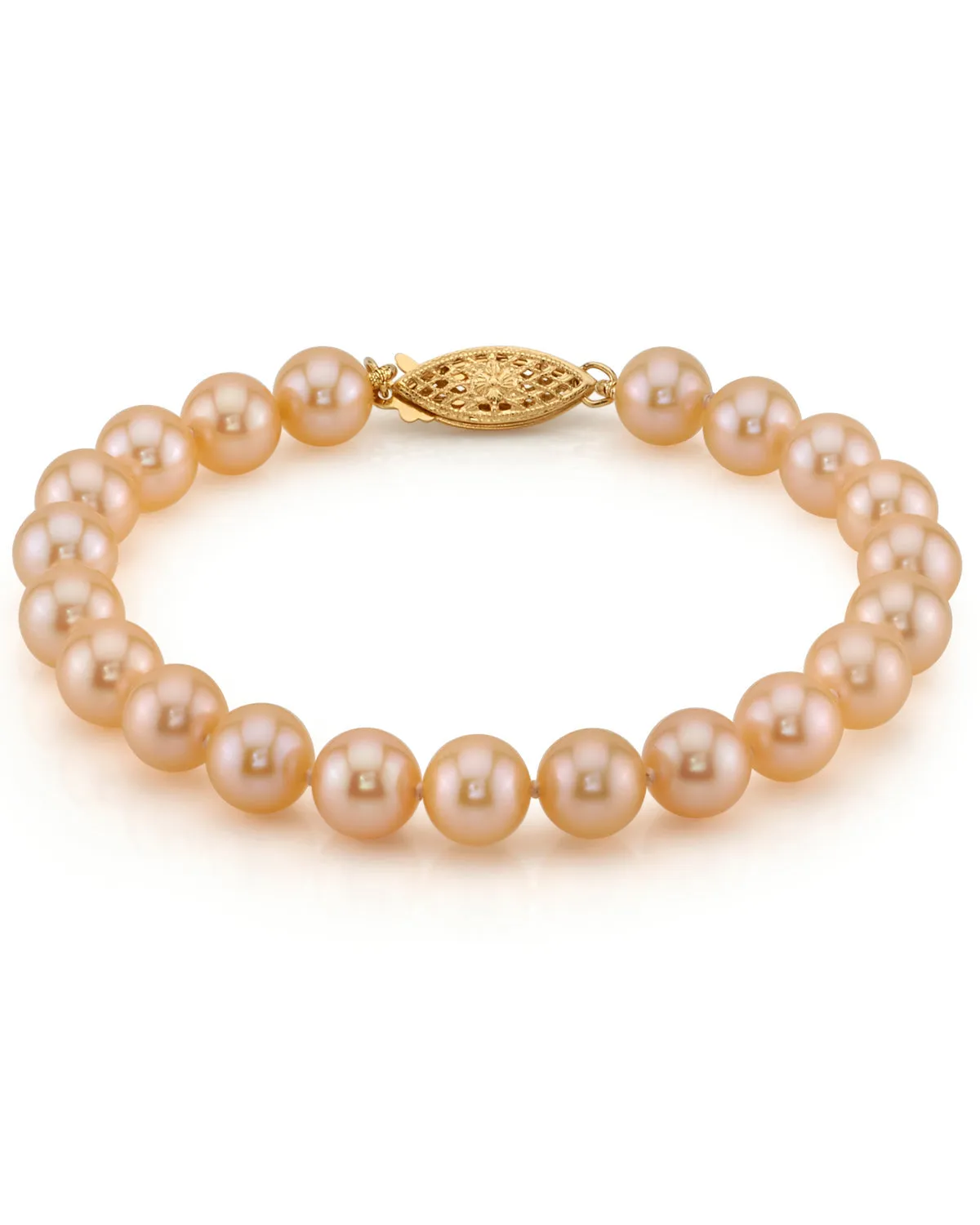 7.0-7.5mm Peach Freshwater Pearl Bracelet - AAA Quality