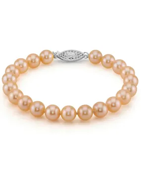 7.0-7.5mm Peach Freshwater Pearl Bracelet - AAA Quality