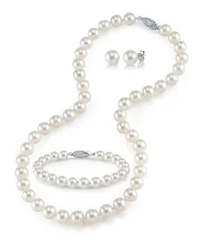 8.0-8.5mm Freshwater Pearl Necklace, Bracelet & Earrings