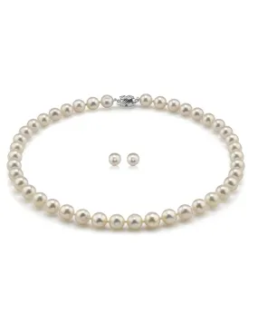 8.0-8.5mm Hanadama Pearl Necklace and Earring Set