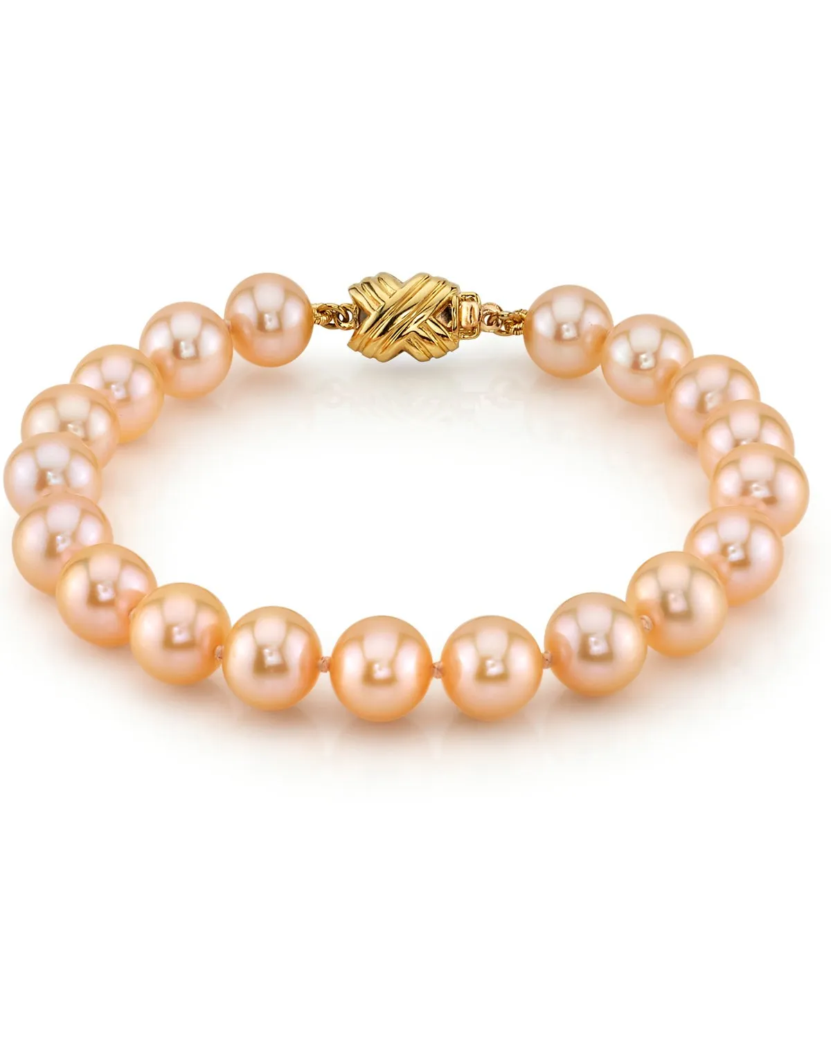 8.0-8.5mm Peach Freshwater Pearl Bracelet - AAA Quality