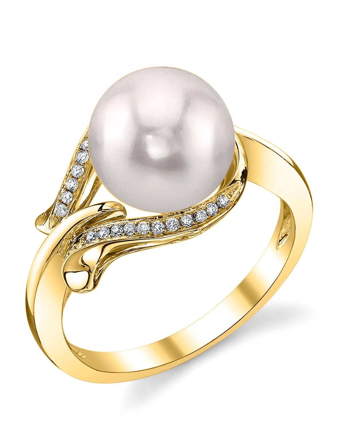 Akoya Pearl & Diamond Willow Ring