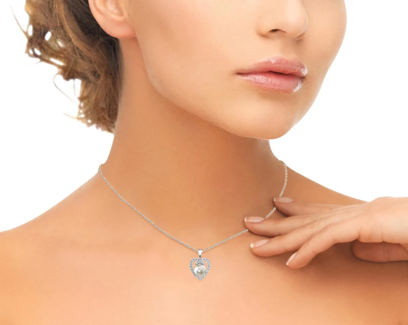 Akoya Pearl Heart-Shaped Diamond Pendant- Choose Your Pearl Color