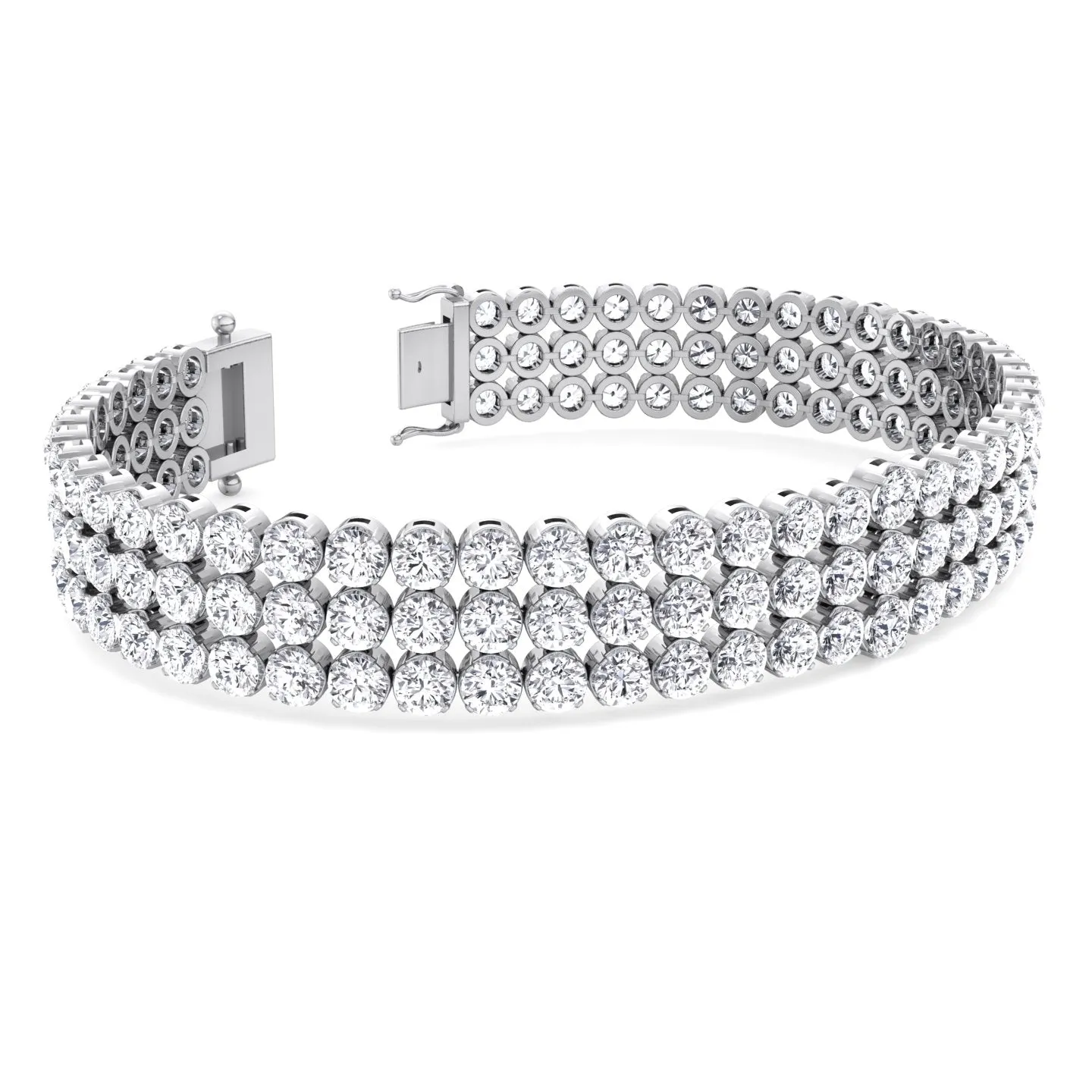 Alegra - Triple Row Graduated Natural Diamond Tennis Bracelet