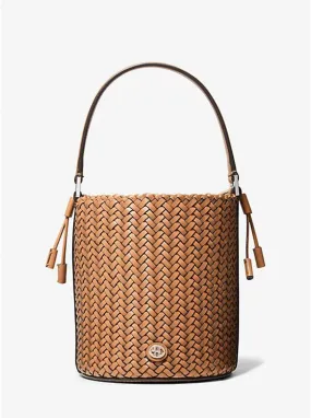 Audrey Medium Woven Leather Bucket Bag