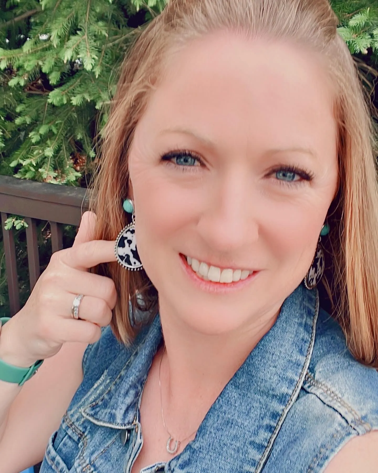 Beautiful Cow Print Waterdrop Earrings with Turquoise Stone Accent