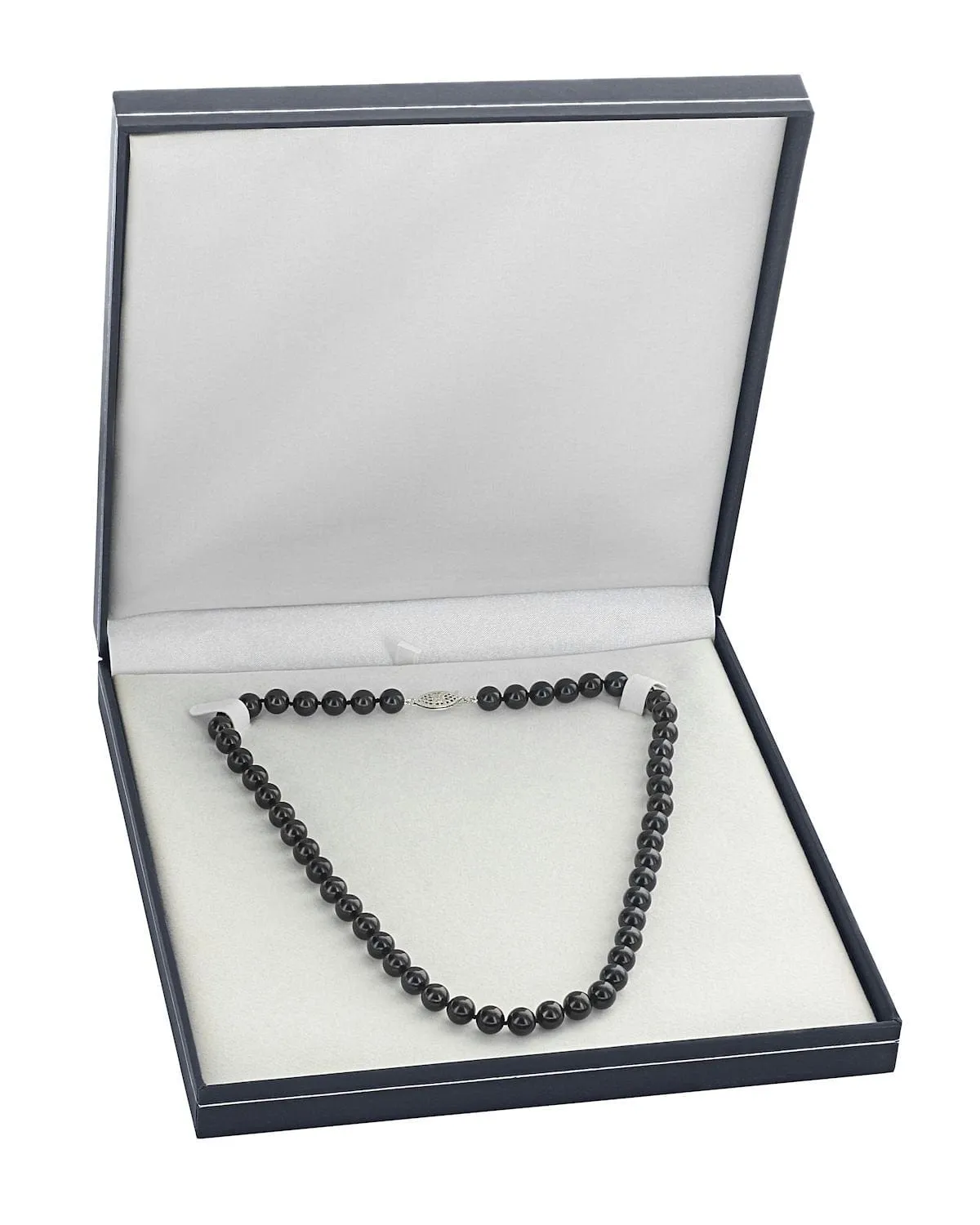 Black Japanese Akoya Choker Length Pearl Necklace, 6.5-7.0mm - AA  Quality