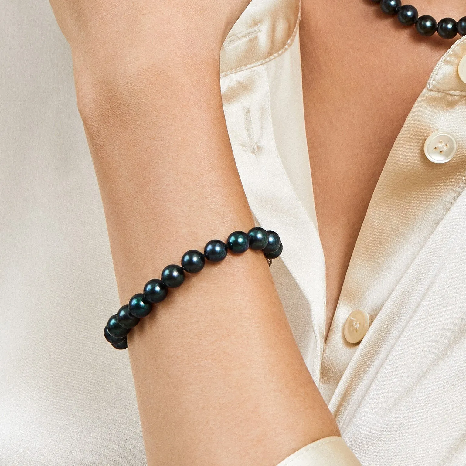 Black Japanese Akoya Pearl Bracelet, 6.5-7.0mm