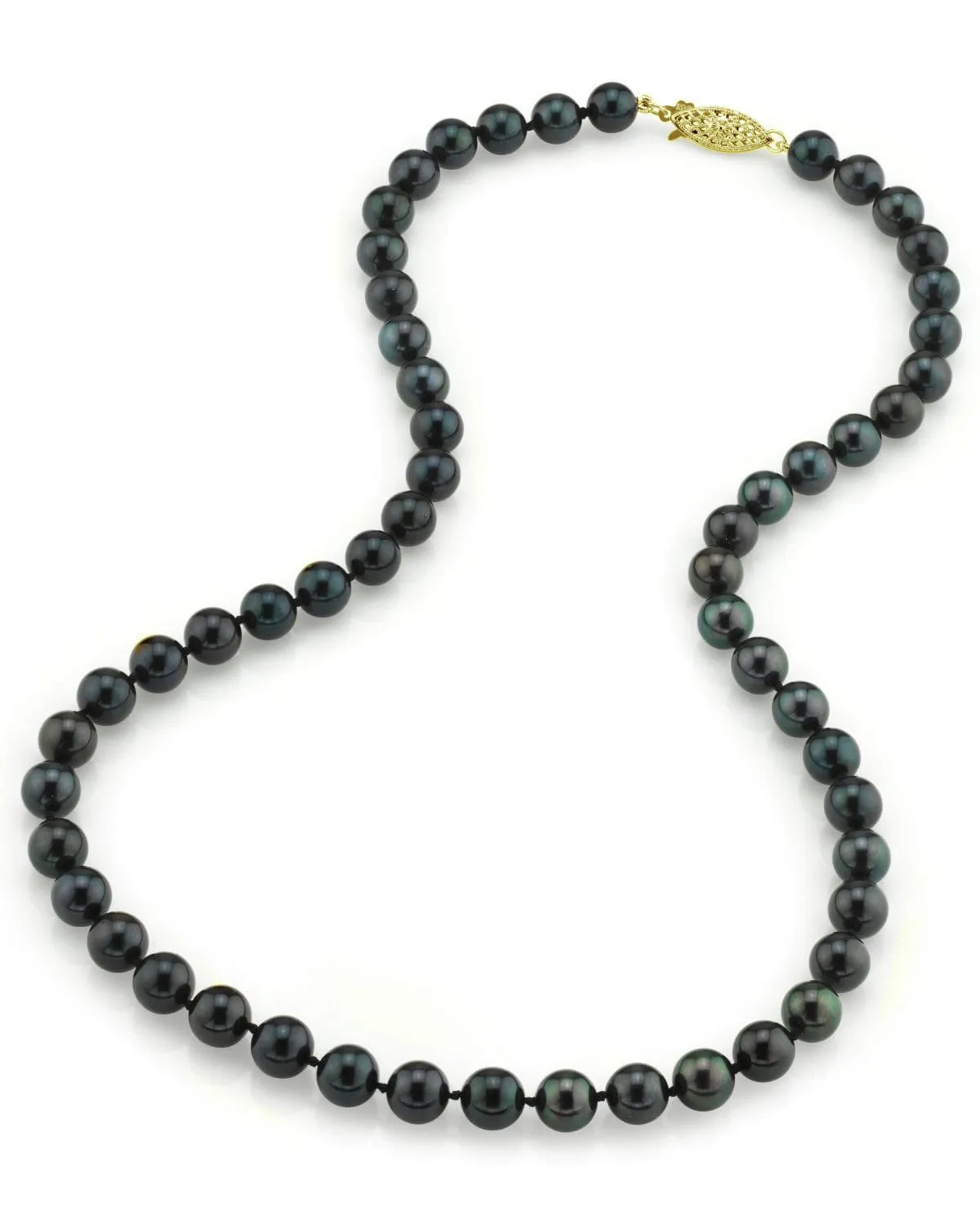 Black Japanese Akoya Pearl Necklace, 7.0-7.5mm - AA  Quality