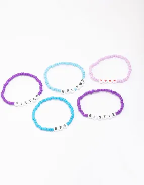 Blue & Purple Beaded BFF Friendship Bracelet 5-Pack