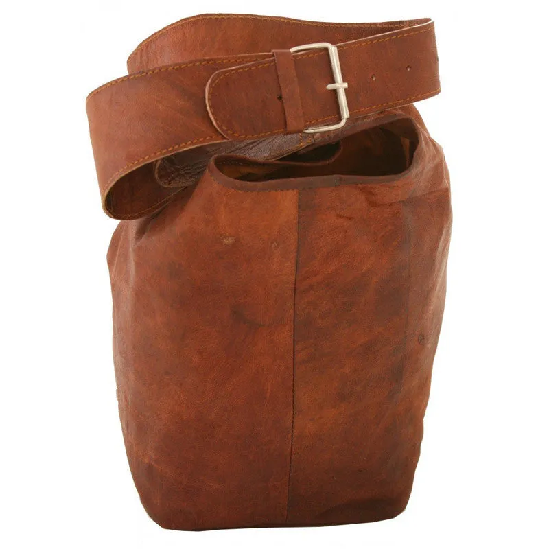 Brown Leather Bucket Bag