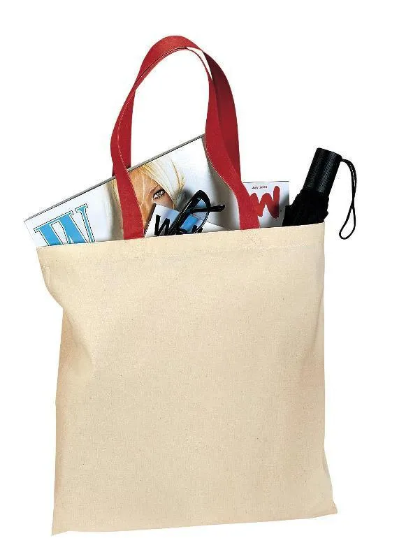 Budget Friendly 100% Cotton Value Tote Bag with Contrast Handles