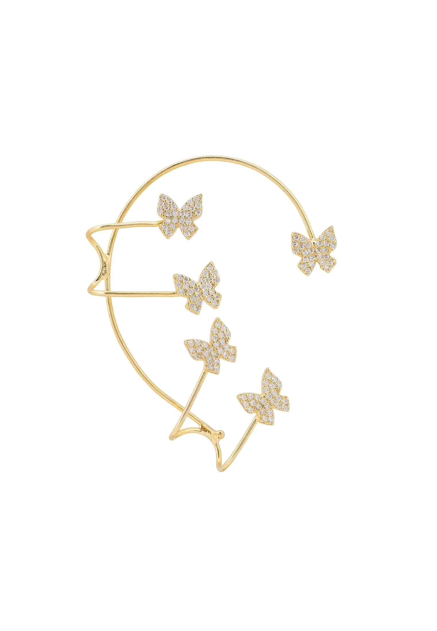 Butterflies Non-Pierced Ear Climber Right Gold