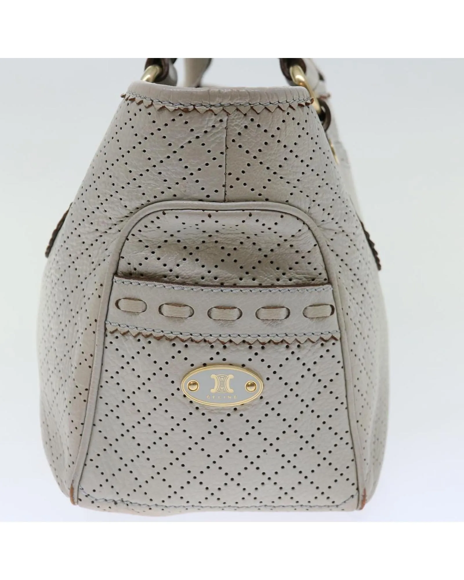 CELINE Cabas Phantom Perforated Leather Tote Bag Beige