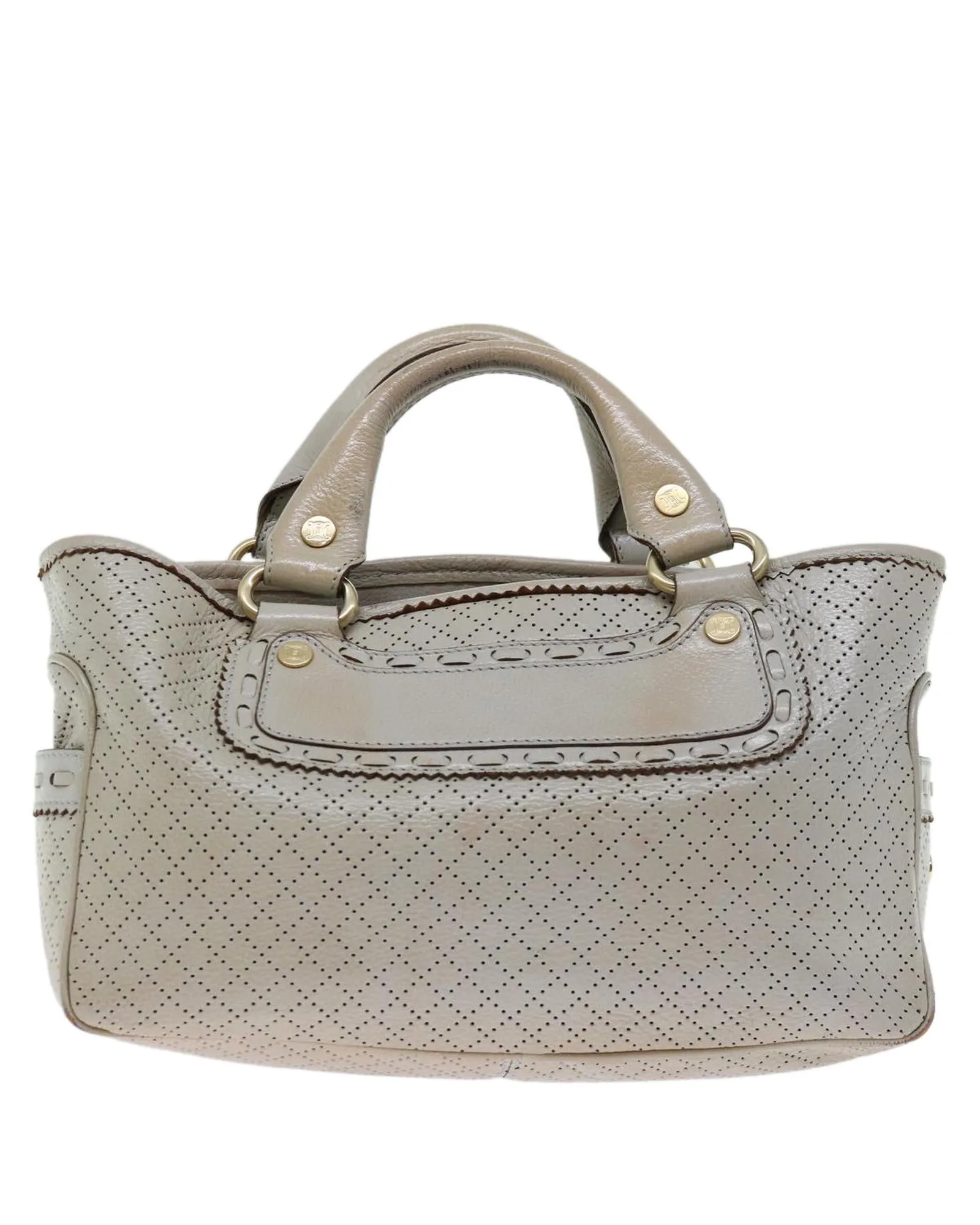 CELINE Cabas Phantom Perforated Leather Tote Bag Beige