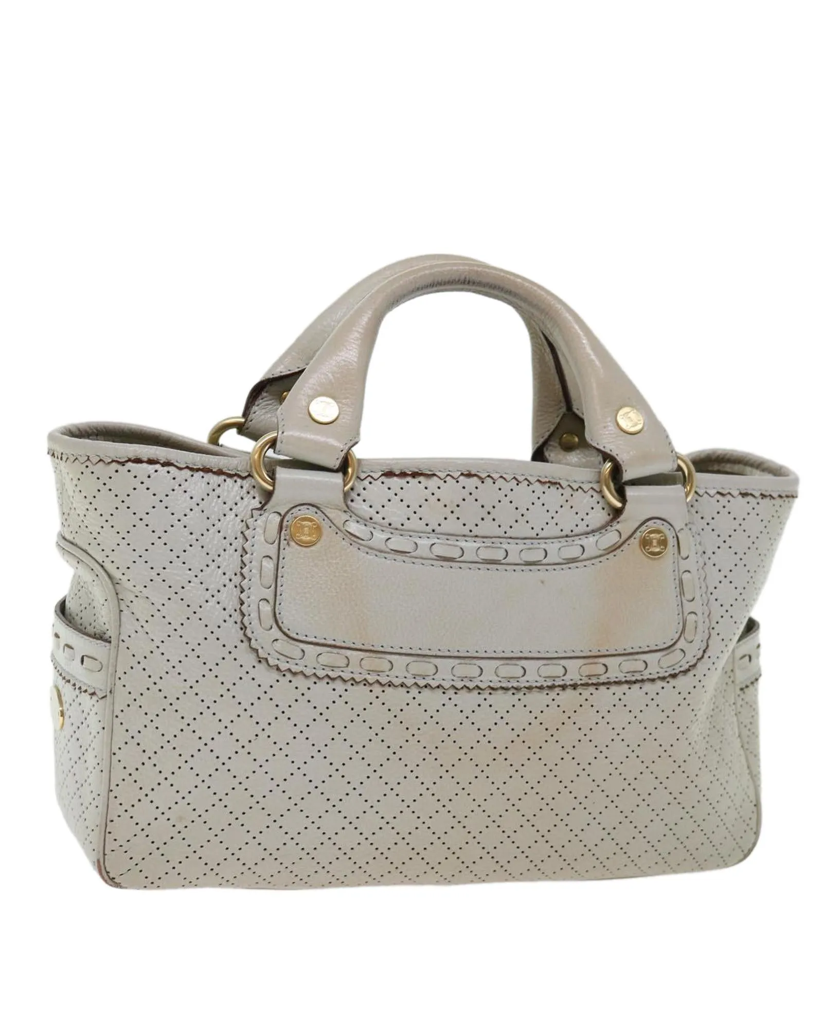 CELINE Cabas Phantom Perforated Leather Tote Bag Beige