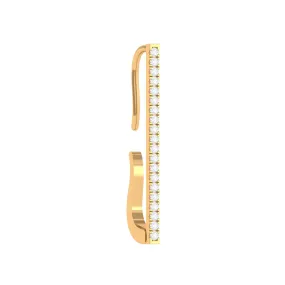 Certified Moissanite Bar Ear Cuff Earring