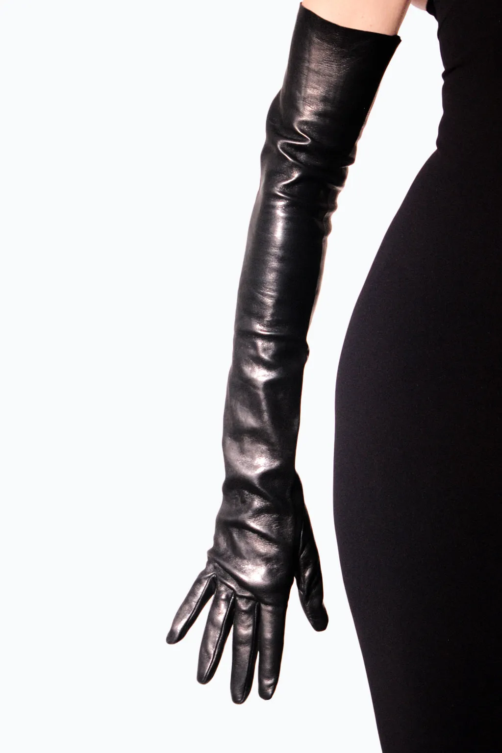 Classic long opera leather gloves