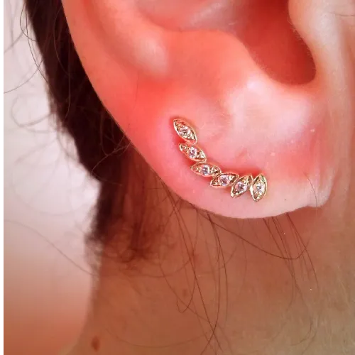 Climber Earring Gold Piercing Jewelry