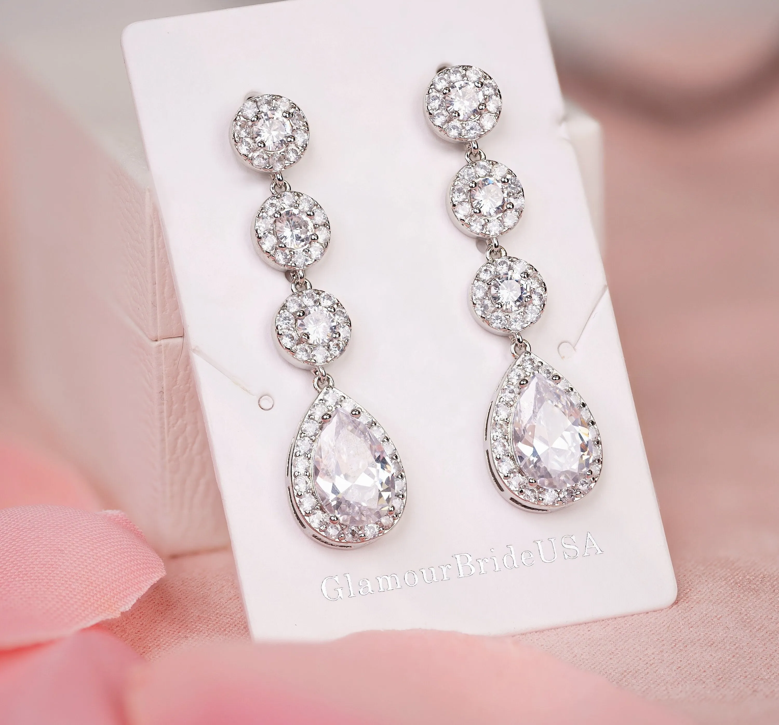 Crystal Tea Drop Earrings - Nicole