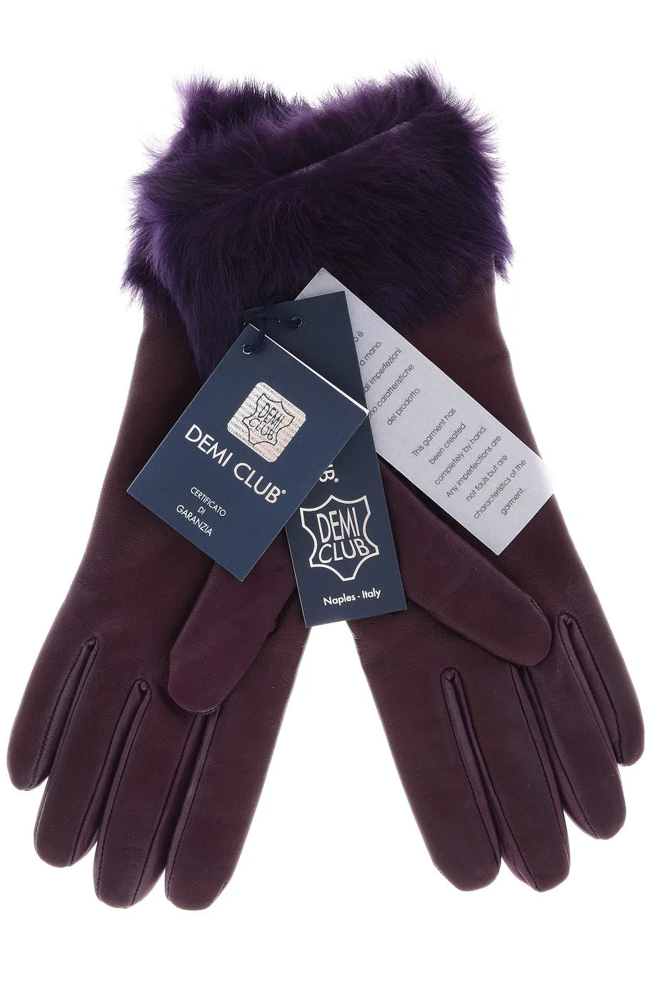 DEMI INGEBORG Purple Leather Fur Women Gloves