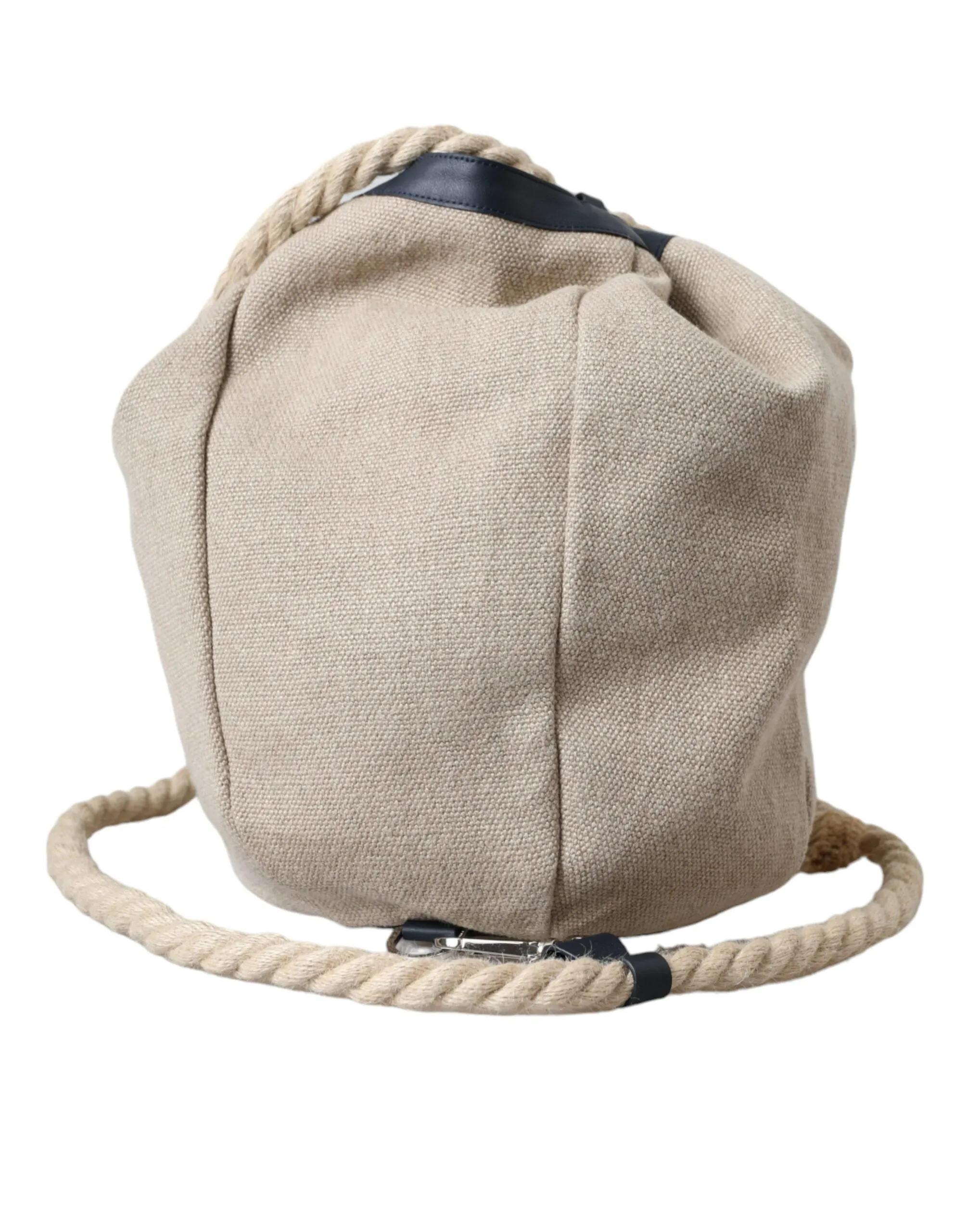 Dolce & Gabbana Beige Canvas Fabric Bucket Sack Pouch Purse Bag