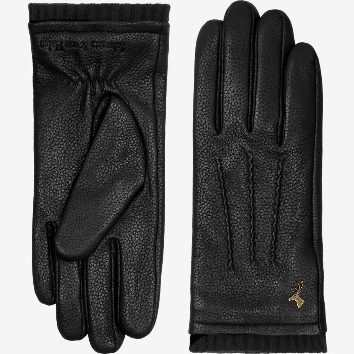 Emily (black) – deerskin (American deerskin) leather gloves with warm wool lining