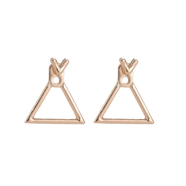 Geometric Stud Earrings | Square Earrings Studs | Women Minimal Earrings | Square Ear Jacket | Triangle Stud Earrings | Open Square Earring