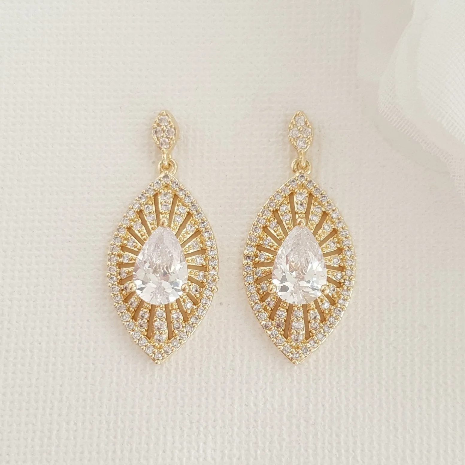 Gold Short Drop Earrings-Zoey