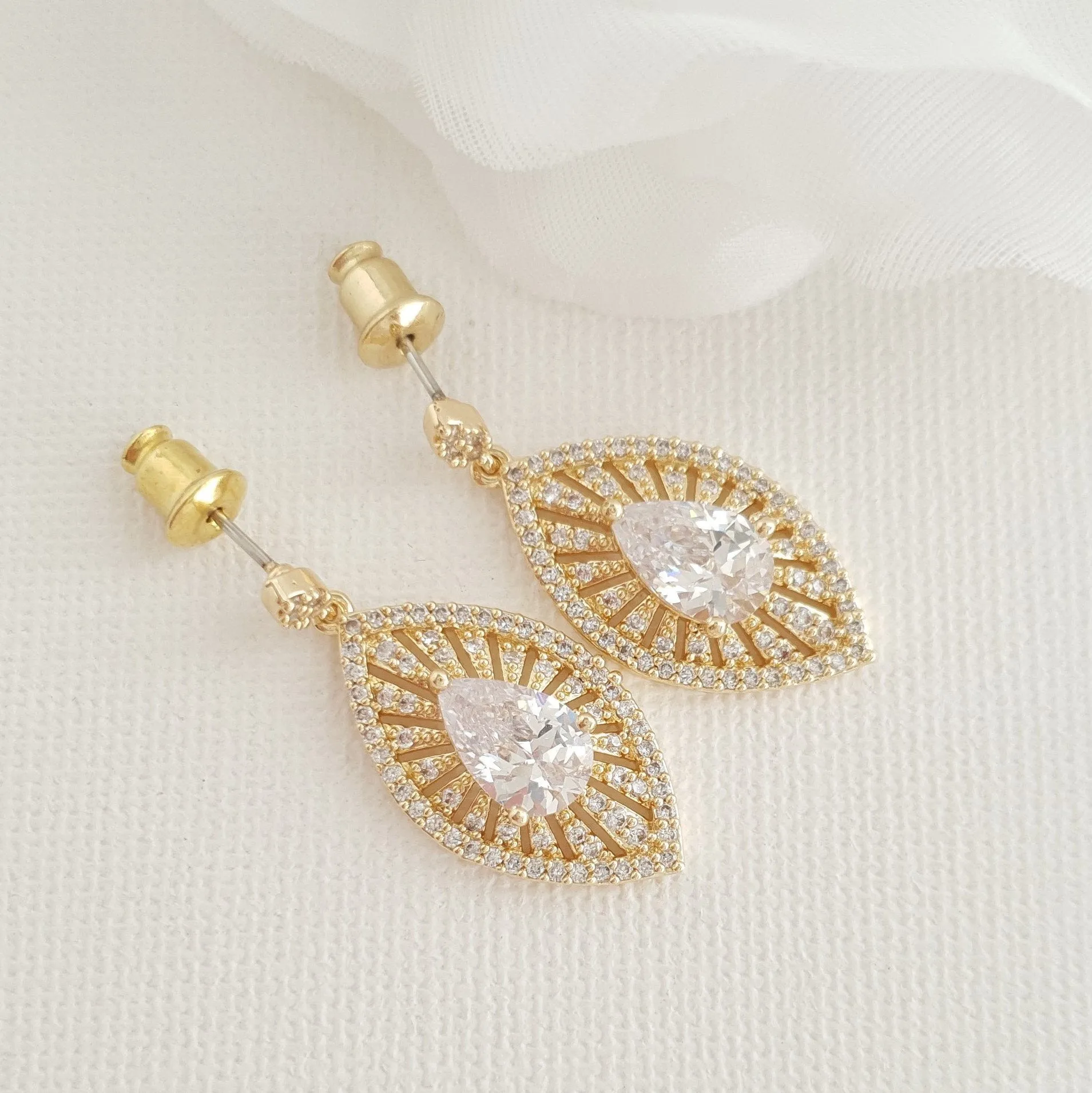 Gold Short Drop Earrings-Zoey